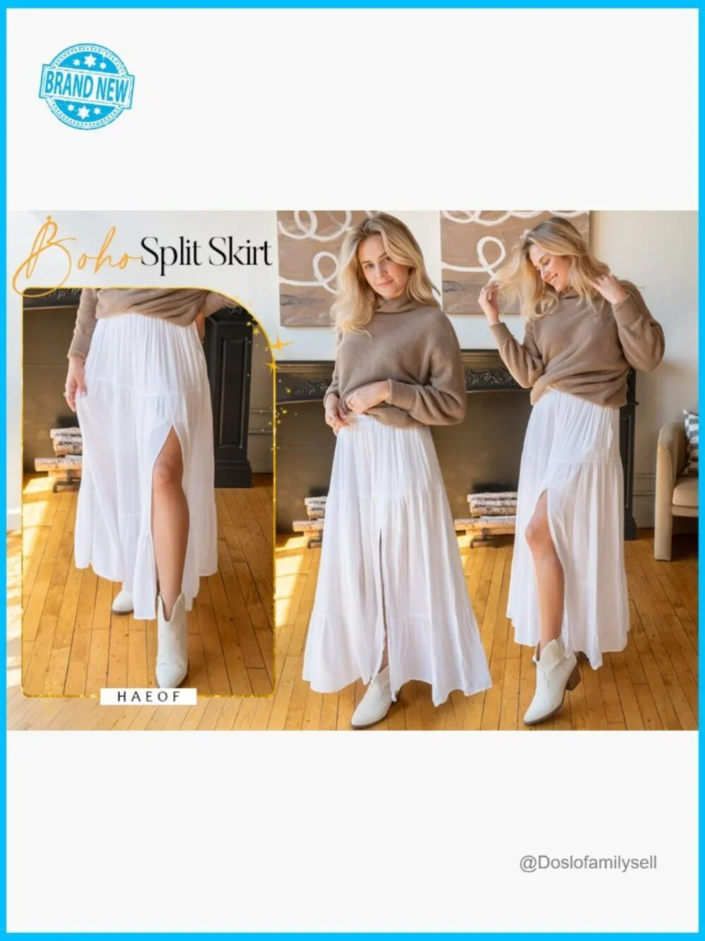 Flowy Boho Maxi Skirt High Waist Slit Elastic A Line Beach Long Skirts Pockets